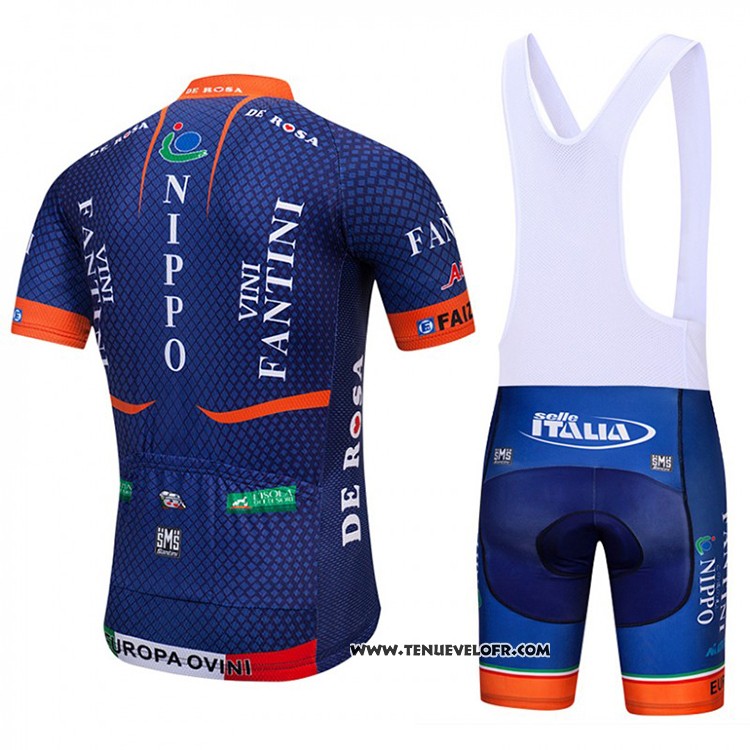 2018 Maillot Ciclismo Vini Fantini Profond Bleu Manches Courtes et Cuissard